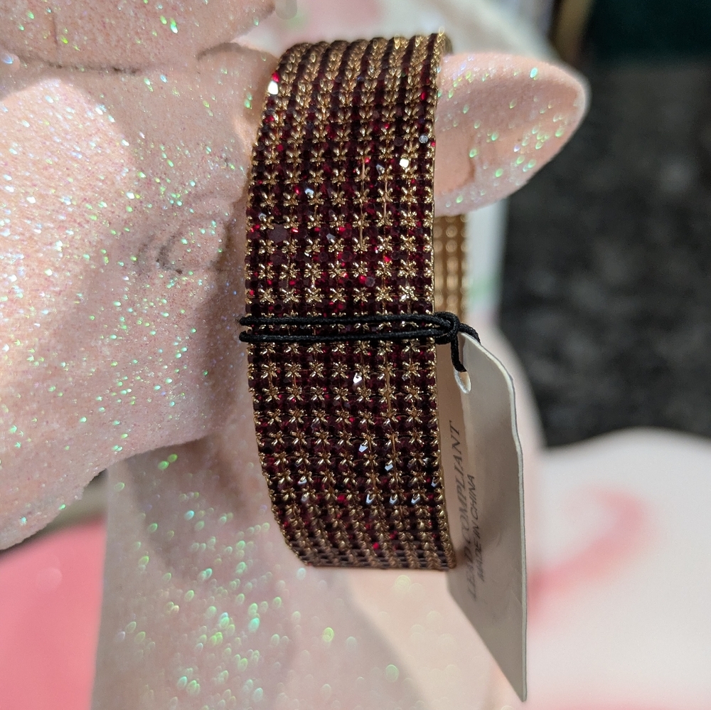 Natasha Couture Brown and Red Crystal Bracelet